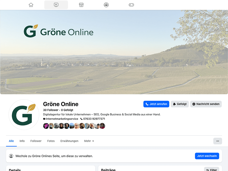 Facebook-Seite von Gröne Online