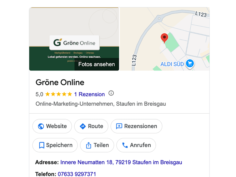 Google Business Profile von Gröne Online