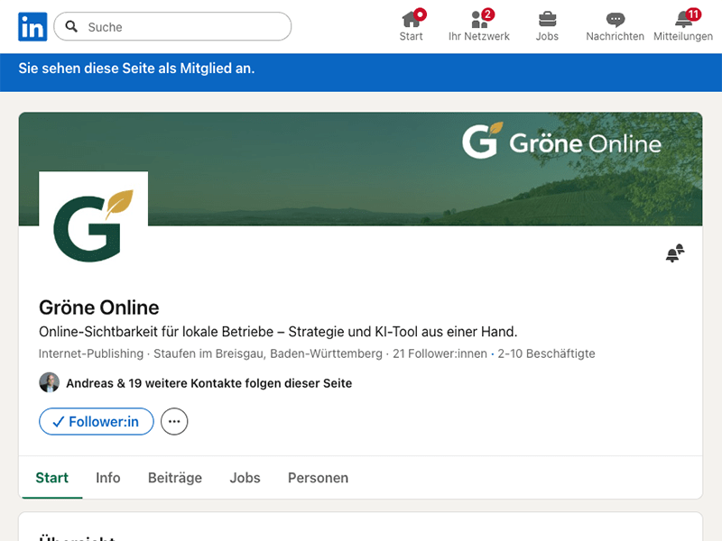 LinkedIn-Seite von Gröne Online